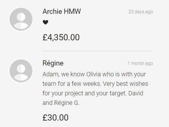 Archie’s first donation. Picture: JustGiving