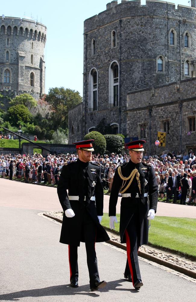 Harry arriving with his brother, William, at St George’s Chapel. Picture: AFP Photo/Pool/Chris Radburn