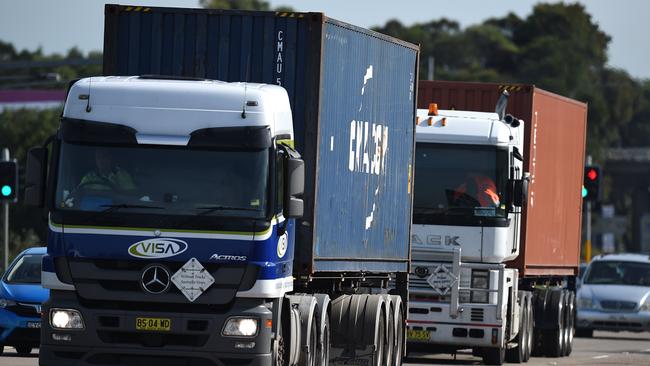 The Working Port Coalition warns that if Glebe Island port is closed, more than 220,000 additional truck movements per year will be needed to transport materials to Sydney. Picture: AAP