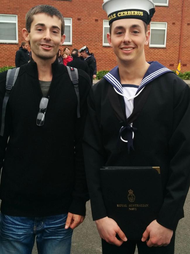 Brett visiting his brother Kyle at HMAS Cerberus recruit school in 2015.