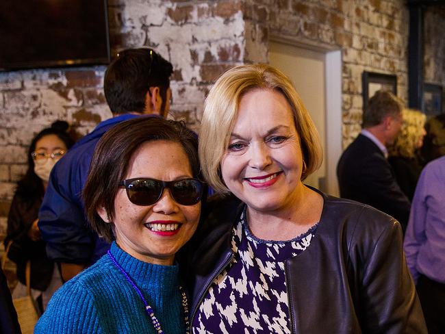 Judith Collins with campaign volunteers. Picture: Getty Images.