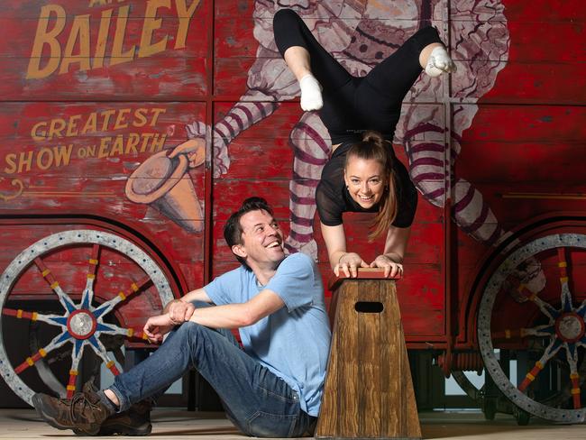 Barnum, the Circus Musical starring director Tyran Parke and circus artist, Sarah Gray. Picture: Sarah Matray