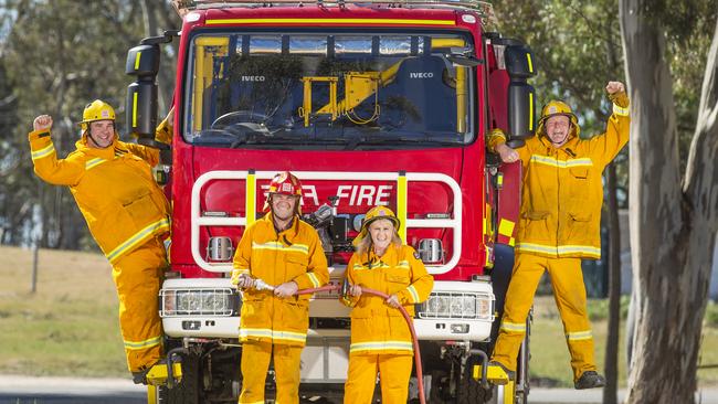 Phillip Anderson, Malcolm and Maryanne Murdoch and Rolf Herzer are members of Campbells Creek CFA. Picture: Rob Leeson