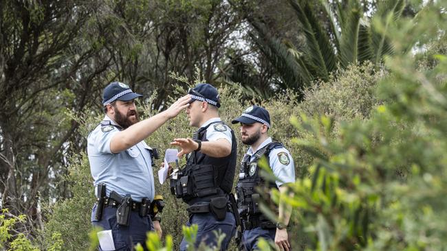 Police pictured on Foreshore Rd at Botany after Ms Li’s body was found dumped and wrapped in plastic on December 9. Picture: NewsWire/ Monique Harmer