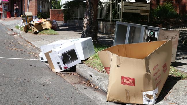 Rubbish dumped outside 143 and 143A Raglan St, Mosman on February 14. Picture: Craig Wilson