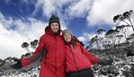 Madeline Watts (right) with partner Hagan Brightman took a well deserved study break from their uni exams to head up to Mt. Wellington to enjoy the snow at the unusual time of the year.