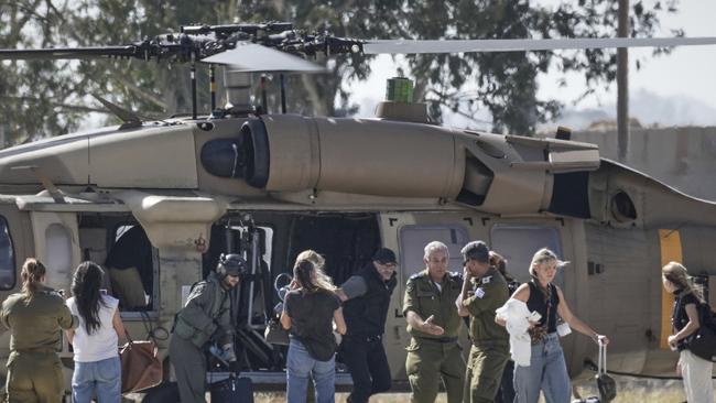 Relatives of Israeli-American soldier Edan Alexander arrive ahead of his scheduled release from Hamas captivity in Gaza. Picture: AP.