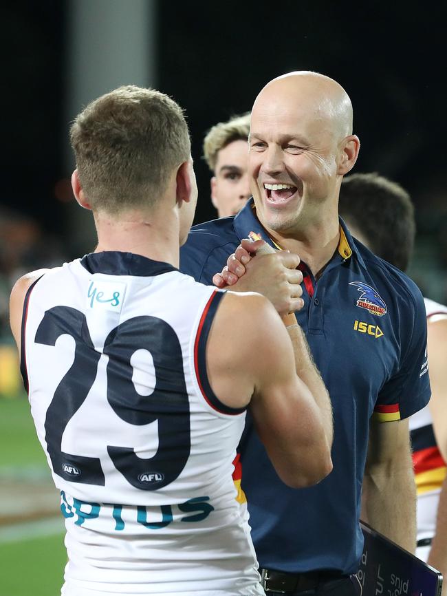 Adelaide coach Matthew Nicks will be happy with Rory Laird’s commitment to the Crows. Picture: Sarah Reed