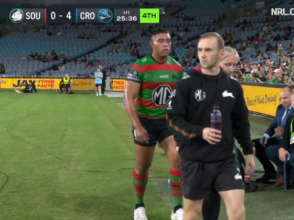 The moment Tatola was forced off the field in round six 2024.