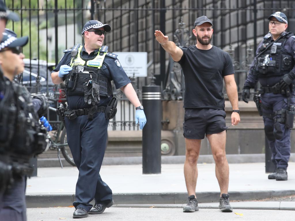 Neo-Nazi leader Thomas Sewell, pictured at a rally last year, attended the event at Urban Street. Picture: NCA NewsWire