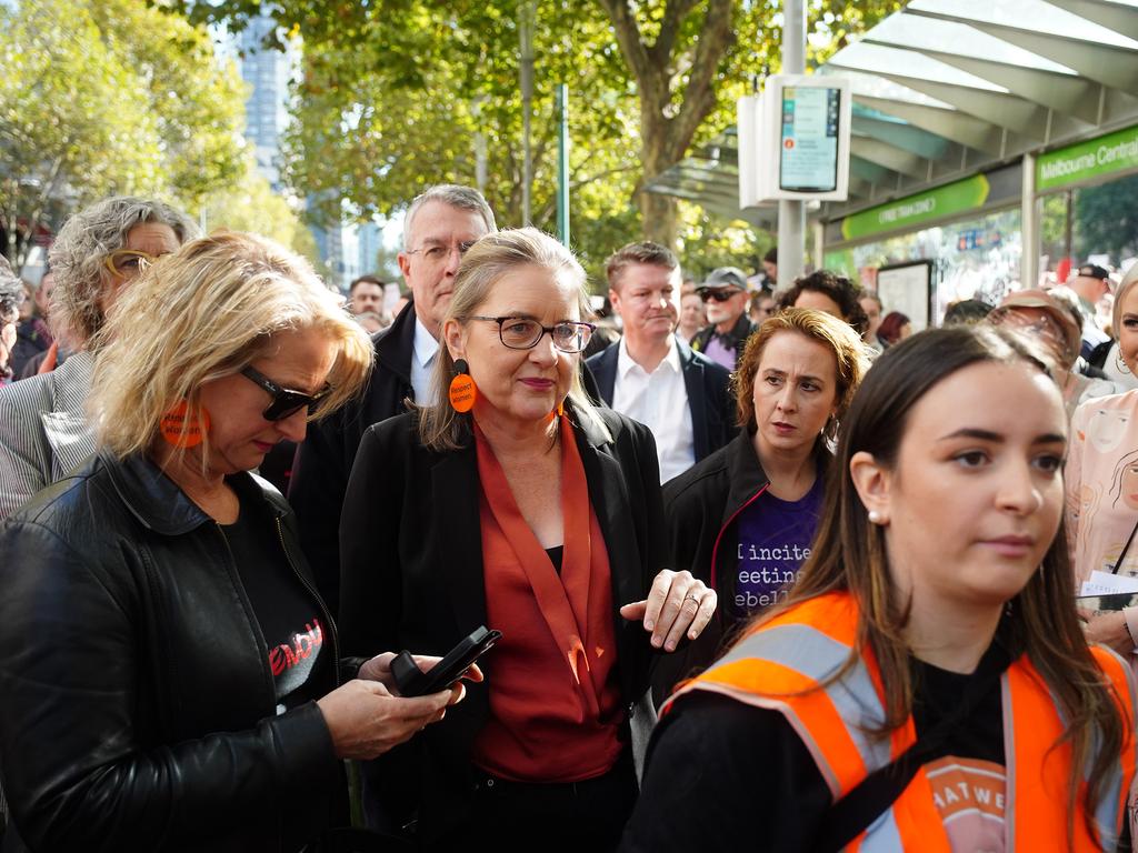 Premier Jacinta Allan labelled recent sexist ‘attractiveness’ rankings of female students at an elite Victorian school as ‘just disgraceful’. Picture: NCA NewsWire / Luis Enrique Ascui