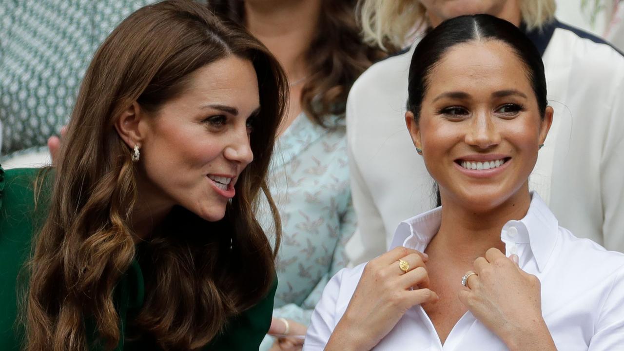 Kate Middleton and Meghan Markle together at Wimbledon on July 13, 2019. Picture: Ben Curti/AFP.