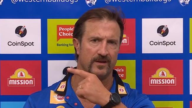 Luke Beveridge let rip at Tom Morris in one of the all-time press conference tirades.