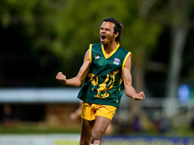 Shawn Foster celebrates a goal. Picture: SOCIAL MEDIA NT