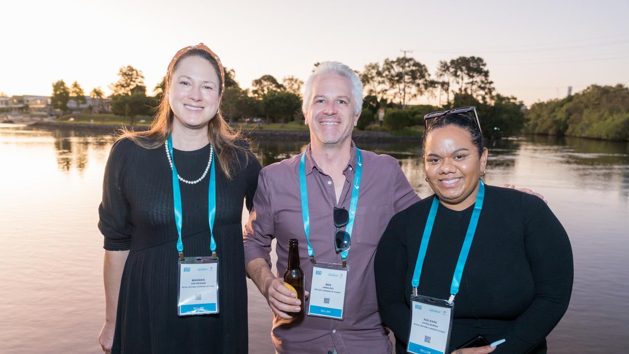 Maraika Van Wessem, Ben Janeczko and Kalkani Choolburra for The Pulse at the Australian Tourism Exchange at the Gold Coast Convention and Exhibition Centre, May 4 2023. Picture: Steven Grevis