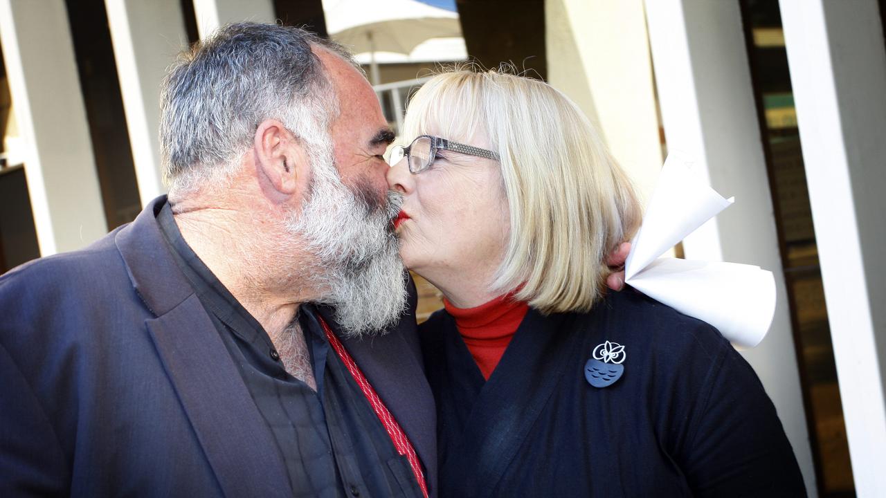 BCM 14.7.11 Sunshine Coast Mayor Bob Abbot announced he will resign from council in eight months and therefore won't run for mayor again.  Pictured after press conference with partner Sue Coburn. Nambour. Pic Megan Slade. Story Kristin Shorten