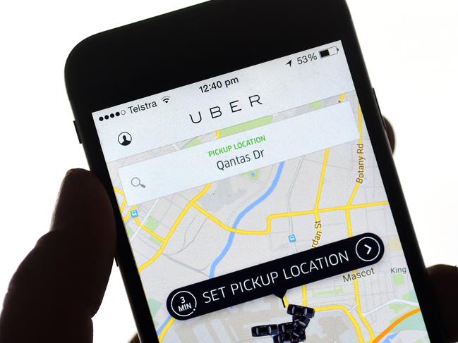 An Uber app is seen on a mobile phone, Thursday, Oct. 15, 2015. Uber Technologies Inc. is an American international transportation company which develops, markets and operates the Uber mobile app, allowing consumers with smartphones to submit a trip request which is then routed to Uber drivers who use their own cars. To date the service is available in 58 countries and 300 cities worldwide(AAP Image/Dave Hunt) NO ARCHIVING