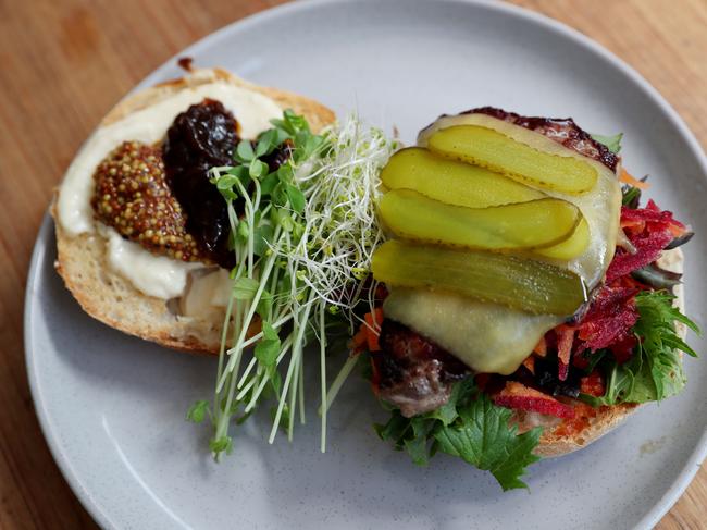 The Beach Burger is a popular choice at the cafe. Picture: Sue Graham