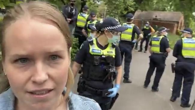 Anti-vax campaigner Monica Smit before she is arrested in a video uploaded in December 2020.