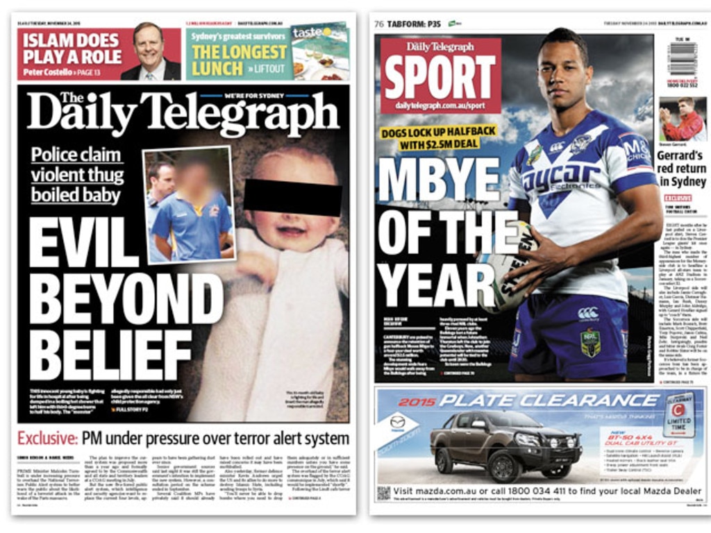 Our Daily & Sunday Telegraph front pages Herald Sun