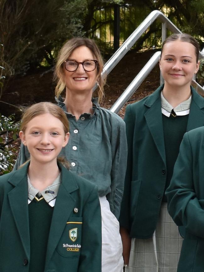 Teacher Jennifer Ness-Ferry with students Jasmine Henderson and Leah Stewart from St Francis de Sales College, Mount Barker, SA. Picture: Supplied