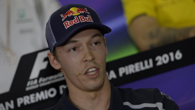 Scuderia Toro Rosso's Russian driver Daniil Kvyat at a press conference in Barcelona.