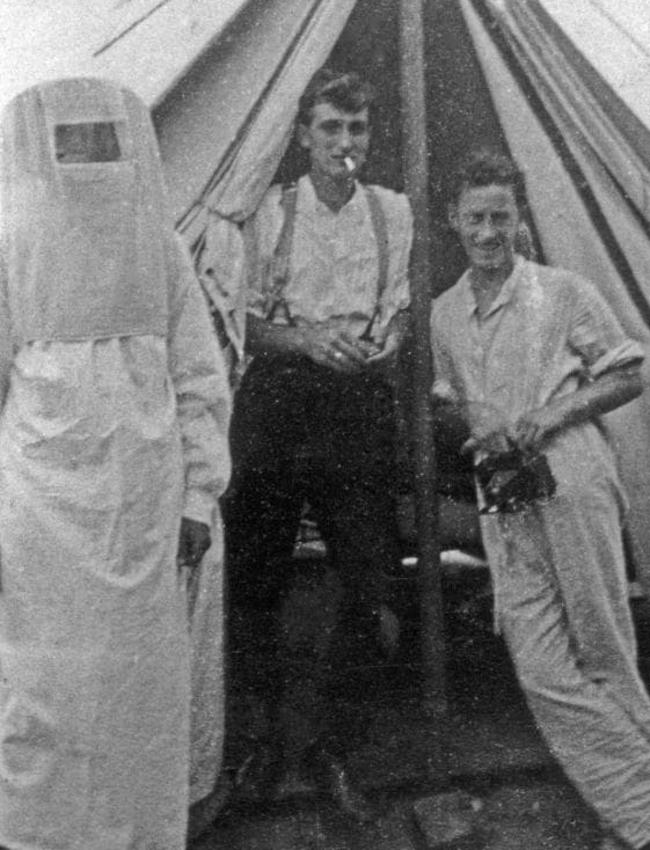 Quarantine worker wearing an influenza mask during the epidemic in Sydney at the Q Station. Picture: Q Station