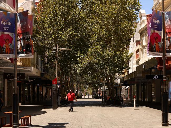 Hay Street Mall in Perth's CBD on Monday. Picture: Getty Images