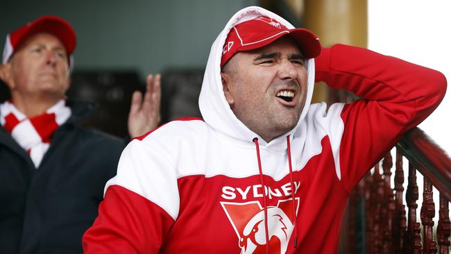 Swans supporters watch on at the SCG. Picture: Sam Ruttyn