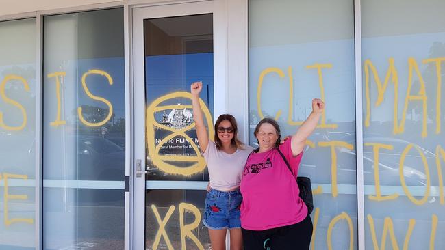 Extinction Rebellion protesters outside the Boothby electoral office of Ms Flint on February 8, 2021. Source: Facebook