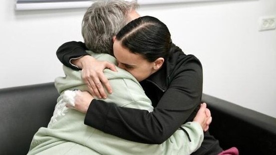 Emily Damari (right) embraces her mother, Mandy, after her return from Hamas captivity. Picture: IDF.