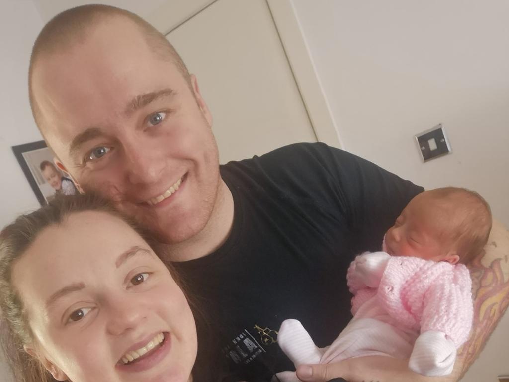 Tracy and AJ Maguire with their three-week-old daughter Peyton Maguire, thought to be Scotland’s youngest coronavirus patient to have recovered from the virus to the delight of her parents and the medical team who cared for her. Picture: NHS Lanarkshire/PA Wire