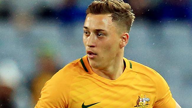 Socceroos Alex Gersbach  during the Socceroos v Greece Friendly Football match at ANZ Stadium, Sydney Olympic Park. pic Mark Evans