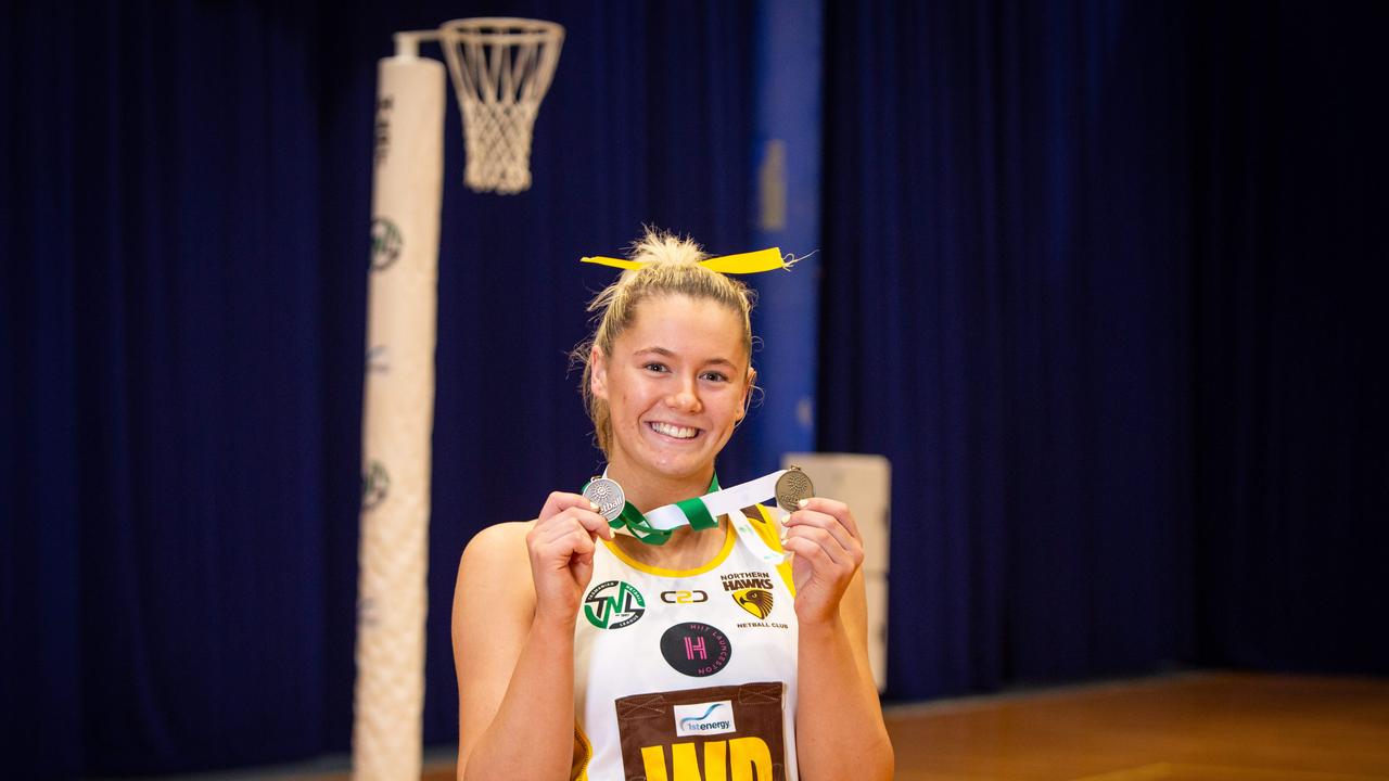 Ellie Marshall of the Northern Hawks was awarded Most Valuable Player in the state netball grand final against the Cavaliers at Launceston's Silverdome. Picture: PATRICK GEE/SUPPLIED