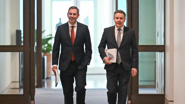 Federal Treasurer Jim Chalmers and Health Minister Mark Butler relesed the report into the Covid-19 response on Tuesday. Picture: NewsWire / Martin Ollman