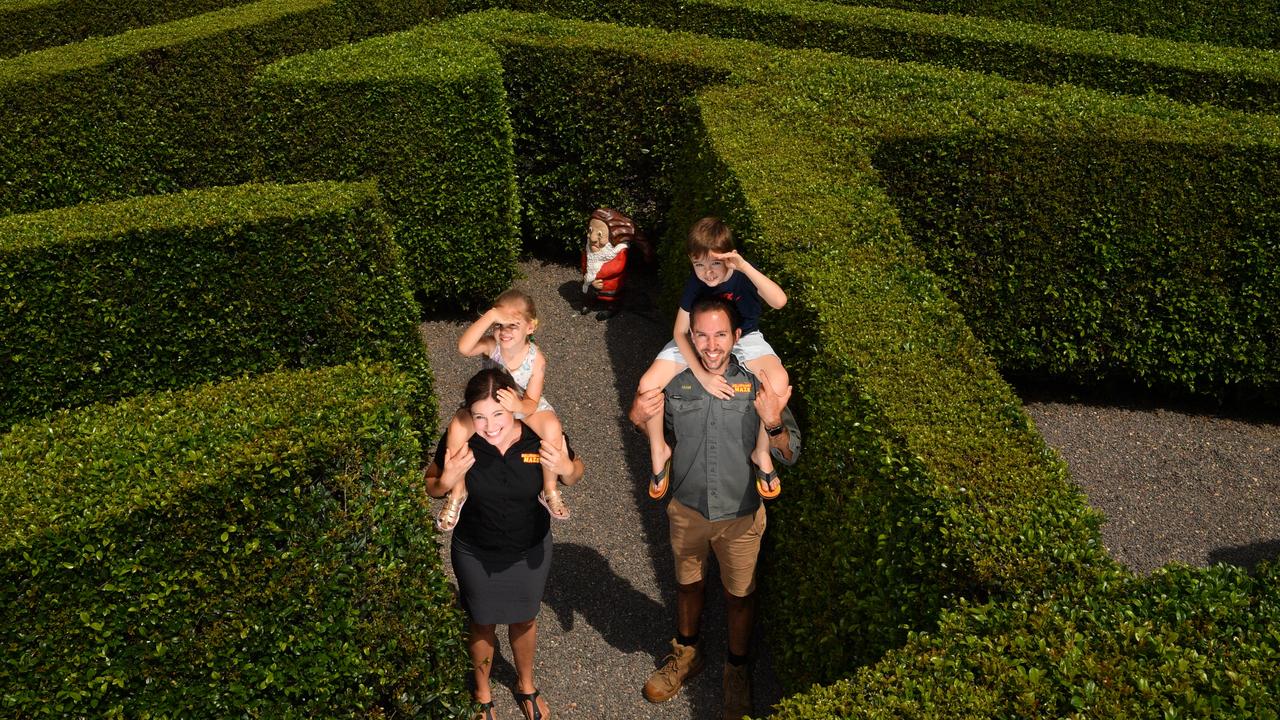 MAZE MADNESS: Adam, Robyn, Blake and Zara Cheshire at Bellingham Maze. Picture: John McCutcheon