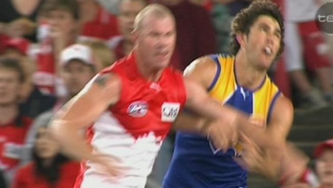 Barry Hall was suspended for seven matches for punching Brent Staker.