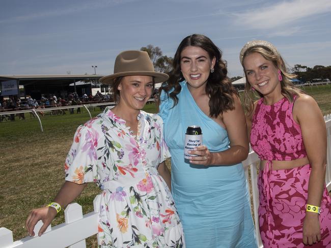 Maddi Cua, Mel Jardine, Bree Barker at the 2024 Manangatang Cup. Picture: Noel Fisher