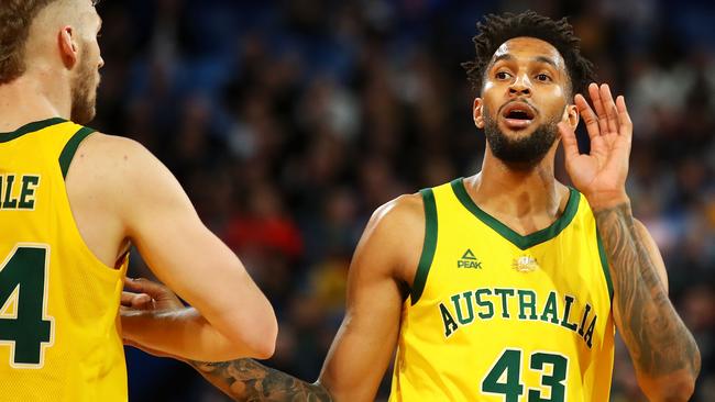 Jonah Bolden during the Boomers’ clash against Canada in Perth. Picture: Getty Images