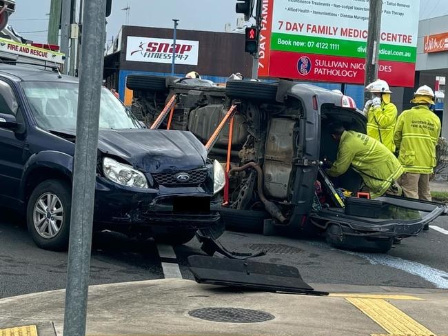 Man trapped for ‘significant’ period after car flips