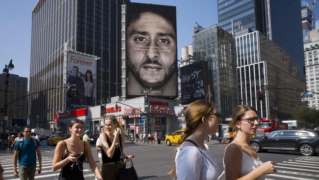 A Nike ad featuring American football quarterback Colin Kaepernick in New York City Picture: AP 