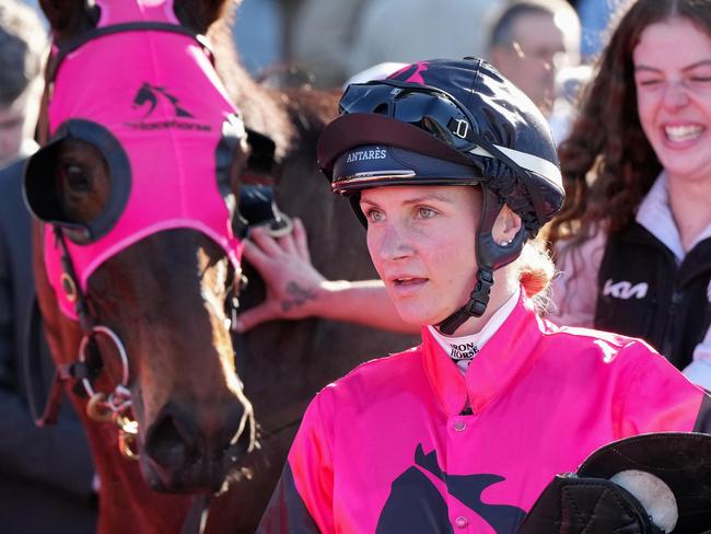 Jamie Kah after winning the Dr Bernard Clarke Memorial Handicap at Moonee Valley Racecourse on August 24, 2024 in Moonee Ponds, Australia. (Photo by George Salpigtidis/Racing Photos via Getty Images)