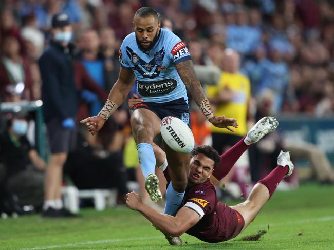 Origin speedsters Josh Addo-Carr (NSW) and Xavier Coates (Qld) are prolific if not reliable SuperCoach scorers. Picture: Peter Wallis