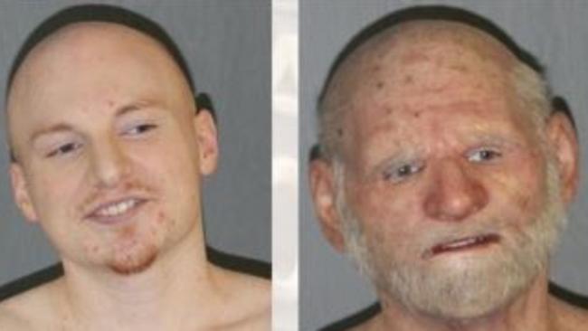 Same man, difference face ... Shaun “Shizz” Miller, left, and again in disguise, right. Picture: ATF HQ/Twitter.