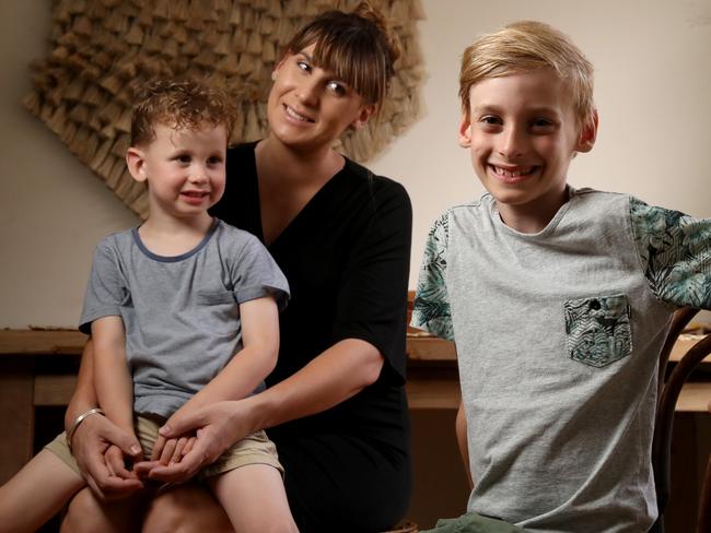 Cael Fay, right, with his brother Senan and mum Creenagh. Picture: Calum Robertson