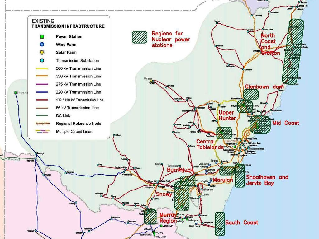 Nuclear for Climate Australia has identified regions of interest for nuclear power plants in NSW.