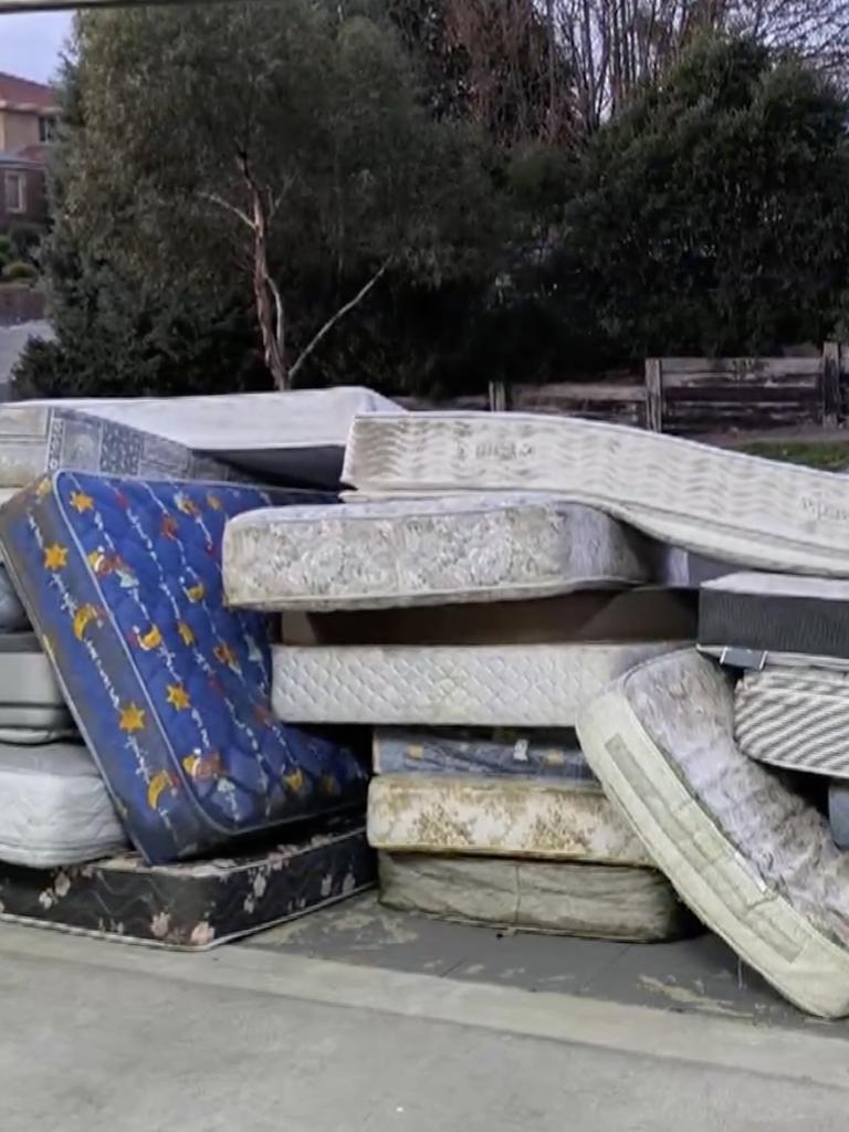 The mattresses were dumped in the driveway. Picture: Nine