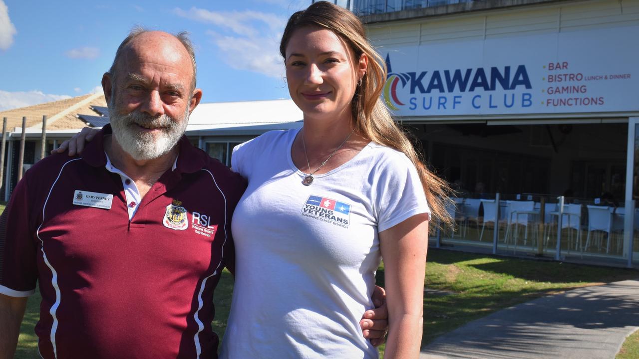 Kawana RSL Sub Branch president Gary Penney and Young Veterans Sunshine Coast marketing and events manager Stephanie Shipman have helped organise a pizza night to bring together veterans struggling with the ongoing situation at Afghanistan.