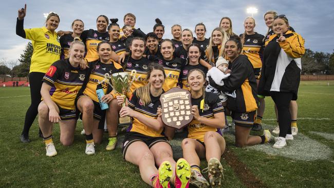 Gatton celebrate their 2023 President’s Cup victory in a nailbiter over Oakey. Picture: Kevin Farmer.