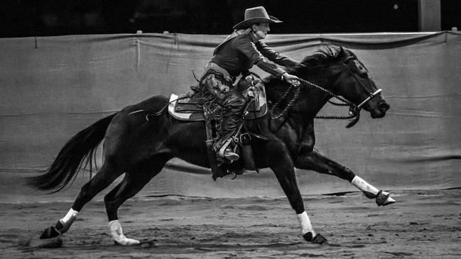 Billie Dries competes in reined cow horse with her horse Senorita (Cowpokin Catt) Picture: Coverdale Media